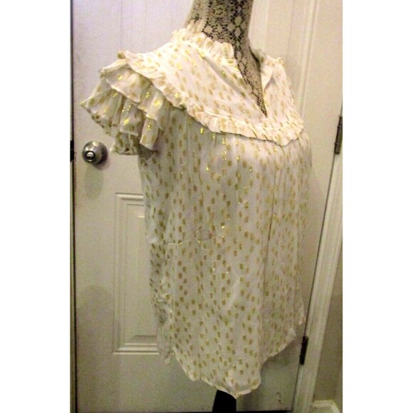 CK Bradley Silla Top NWT Off White Metallic Gold Accents Retail $168 Size S - Picture 7 of 10
